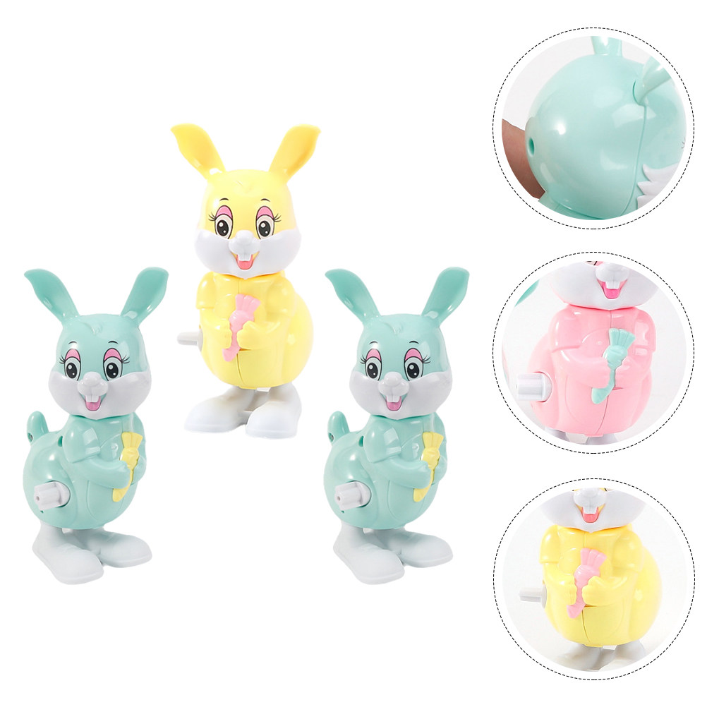 Kids Toys Easter - 3Pcs Jumping Rabbit Wind-Up Plastic Clockwork