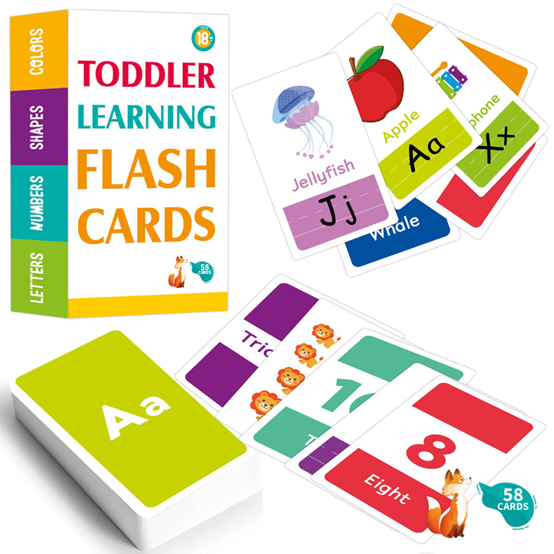 Educational Flash Card - 58PCS Flash Cards 26 Alphabet English